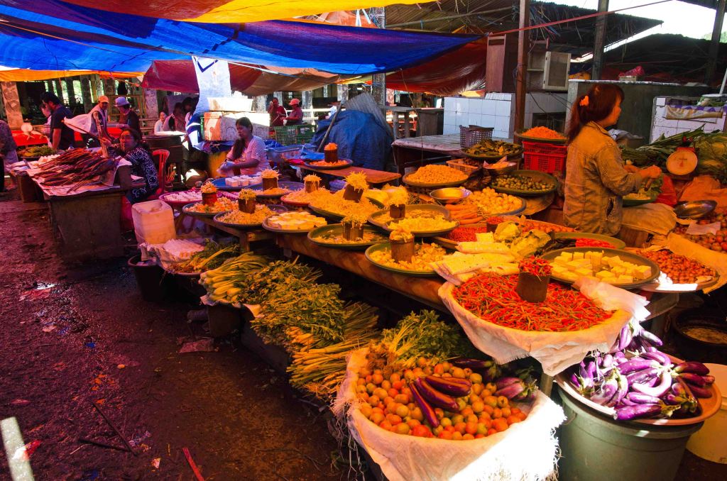 Vegetables and dried fish, Tomohon market, Sulawesi