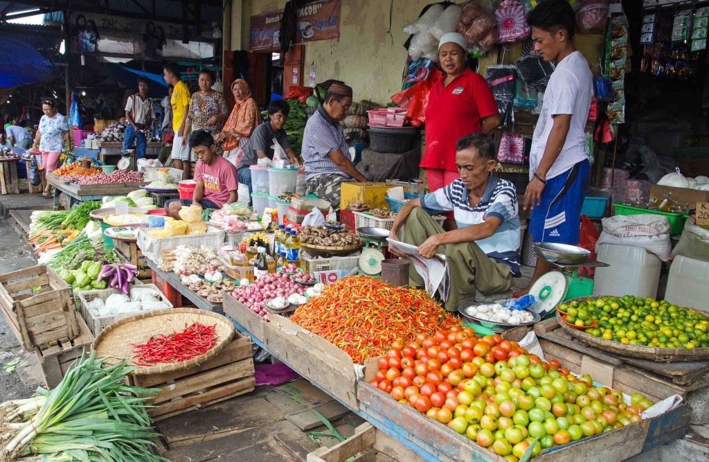Traditional market stall in Jengki market, Manado, Sulawesi