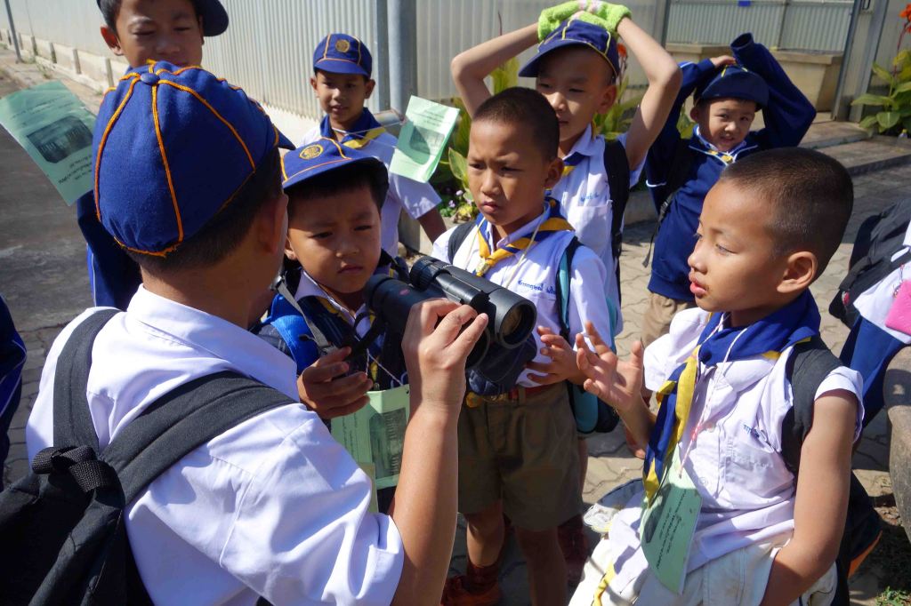 Examining my binoculars!