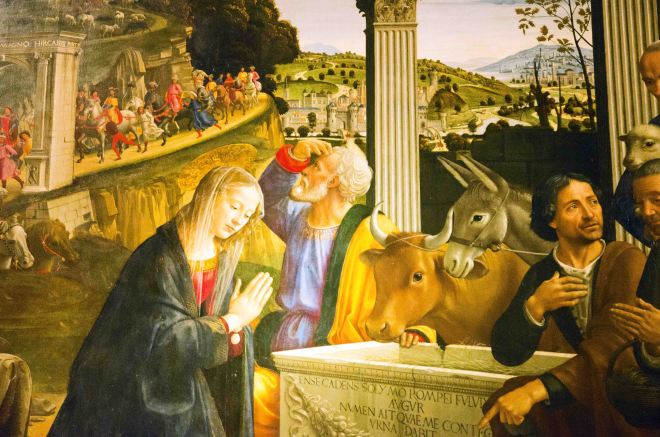 Adoration of the Shepherds by Ghirlandaio (1485) cropped