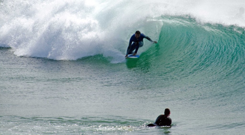 Surfing at Esterio beach, Galicia