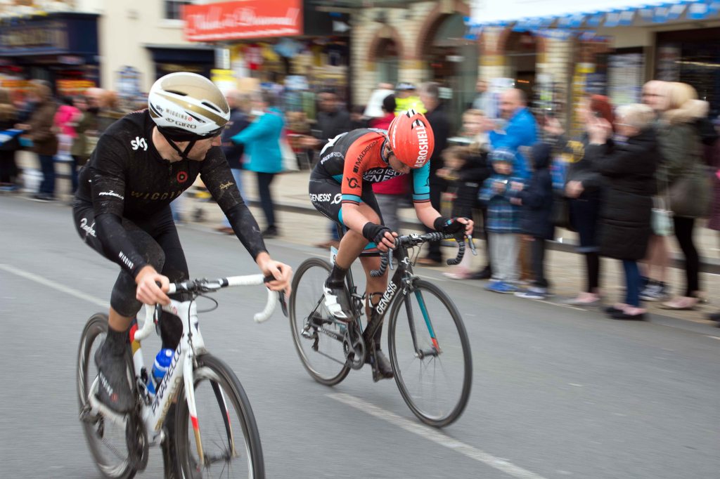 Riders near the finish of Stage 3, Tour de Yorkshire