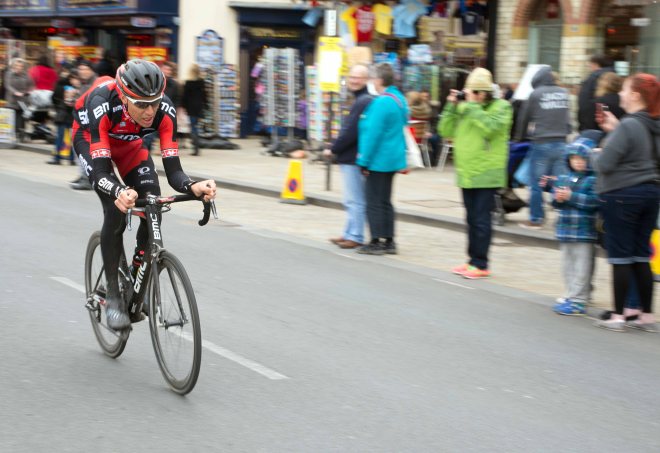 A rider near the finish of Stage 3, Tour de Yorkshire