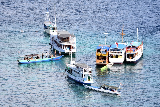 Local tourist boats off Komodo
