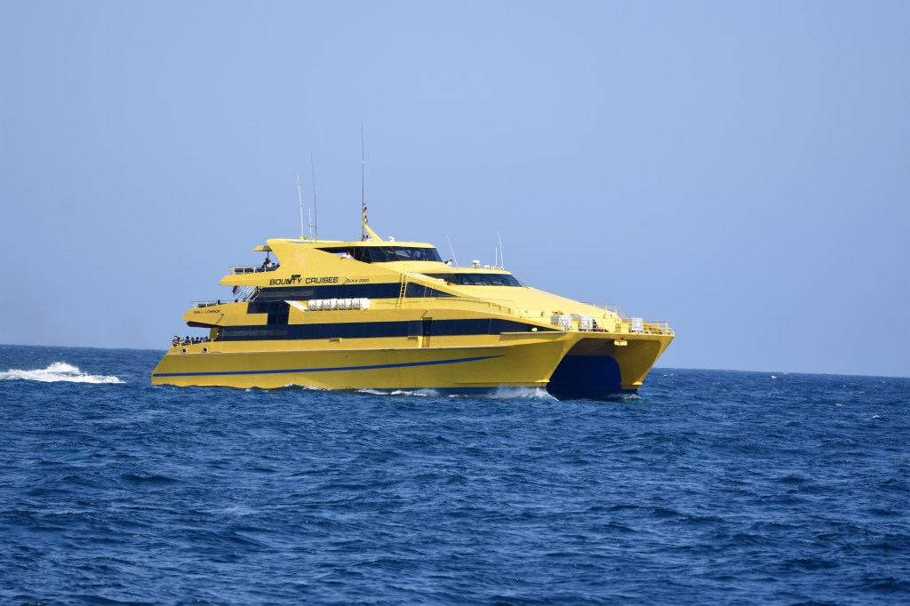 Catamaran travelling from Lombok to Bali